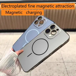 Electroplated MagSafe Aluminum Slim Magnetic Phone Case for iPhone 11 12 13 14 15 16 17 Pro Max Lightweight Shockproof Protective Cover with Precise Fit Compatible with Magnetic Charging,US Local Fast Shipping