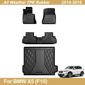All-Weather TPE Car Floor Mats, Cargo Liner for BMW X5 (F15) 2014-2018, Includes Trunk Mat