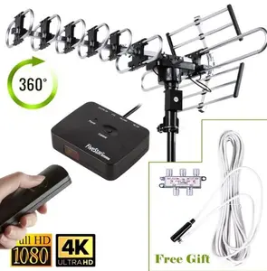 Five Star Outdoor Digital Amplified HDTV Antenna - Long Range, Directional 360-Degree Remote-Controlled Rotation, 4K 1080P HD Compatible, FM Radio, Manufacturer Warranty, Manufacturer Warrenty