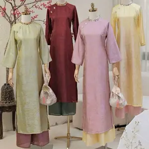 Áo Dài tơ óng kim sa - Vietnamese Traditional dress