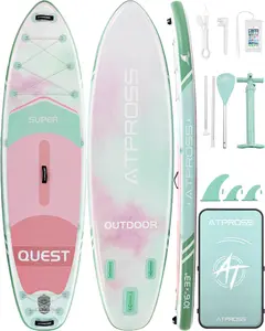 [Father's Day]10'6'' x 33'' Extra Wide Inflatable Paddle Board with Kayak Seat, 400LBS Capacity Stable SUP Board, Non-Slip EVA Deck, Complete Accessories Kit for Adults, Beginners, Yoga, Fishing & Family Fun,ATPROSS