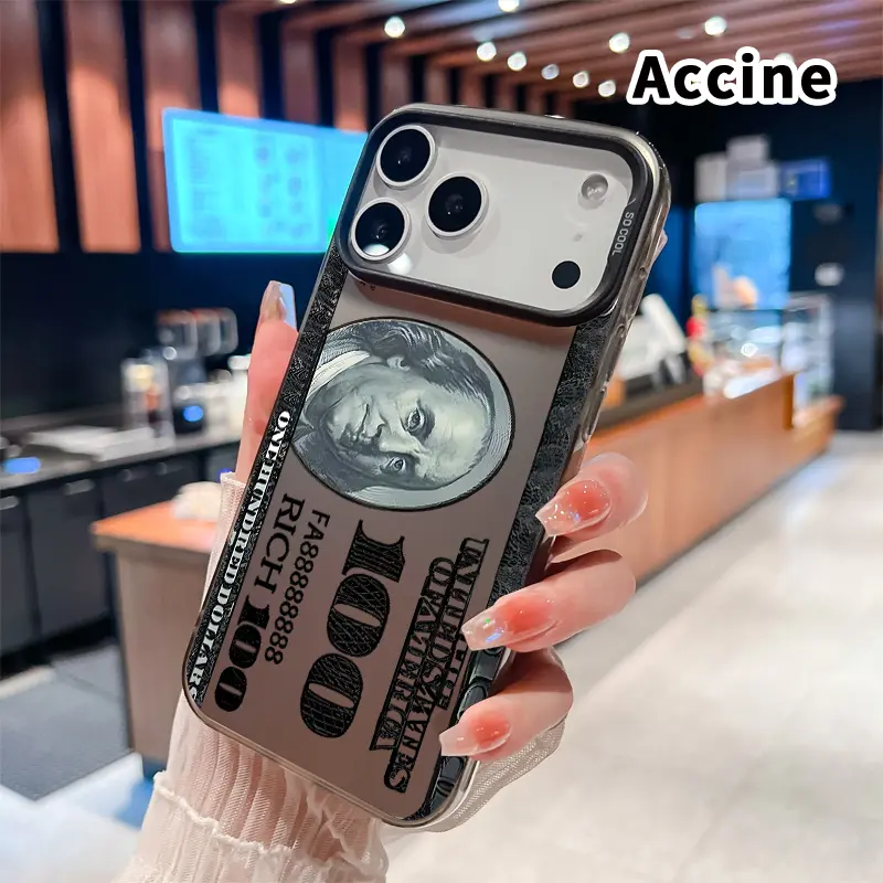Phone Case for iphone 17 Pro Max 16 Plus 15 14 13 12 11 Air XR E Hundred Dollar Essence Pattern IMD Hard PC Back Soft Edge Drop-Proof Slim Cover Shell for Boy