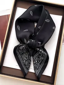 Men's Faux Silk Paisley Print Scarf, Multifunctional Neck Head Wrap Accessory, Fashionable Practical Fashion Item for All Seasons