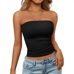 Women's Strapless Bandeau Crop Top