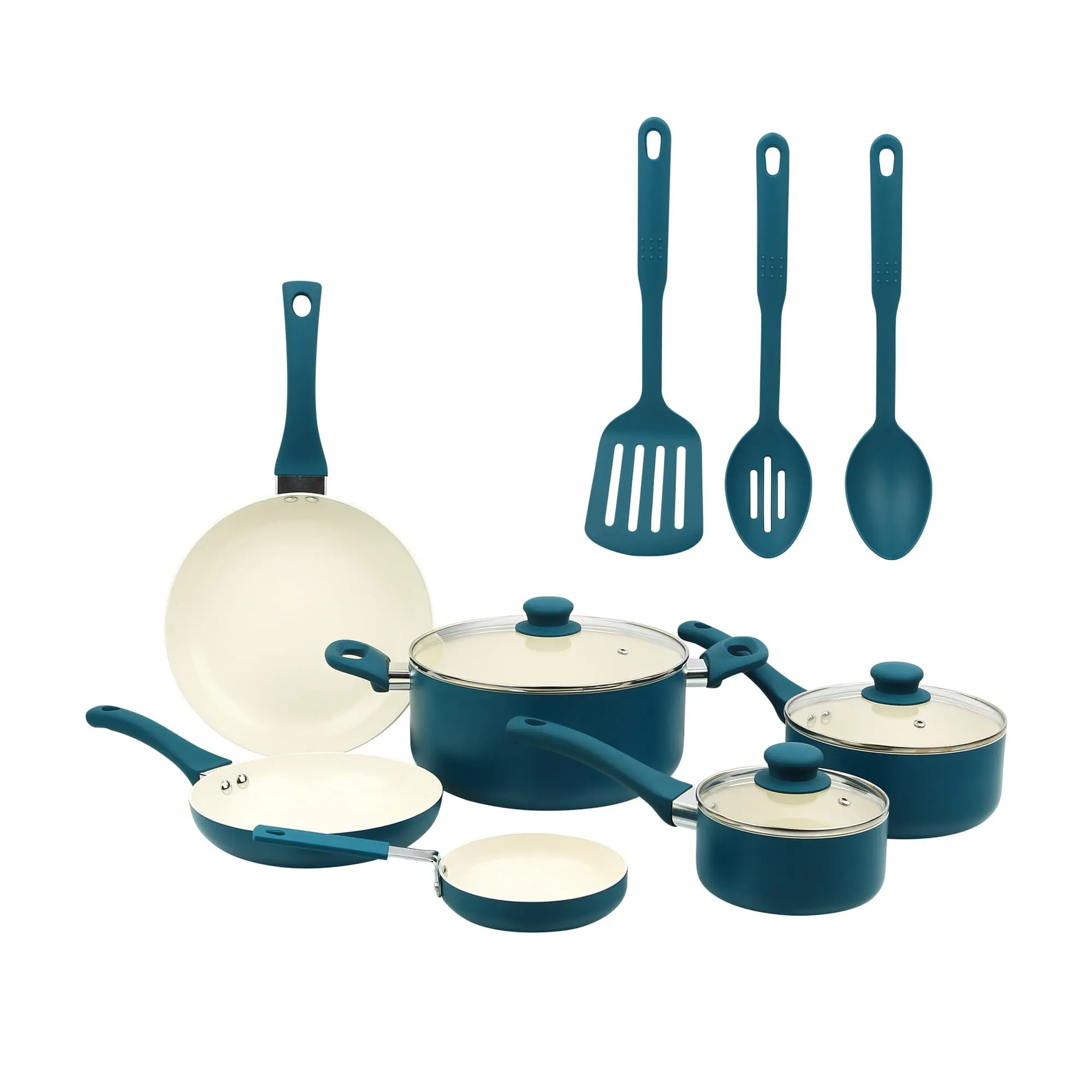 Mainstays 12 Piece Ceramic Nonstick Aluminum Pots and Pans Cookware Set