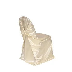 Satin Self-Tie Universal Chair Cover Ivory