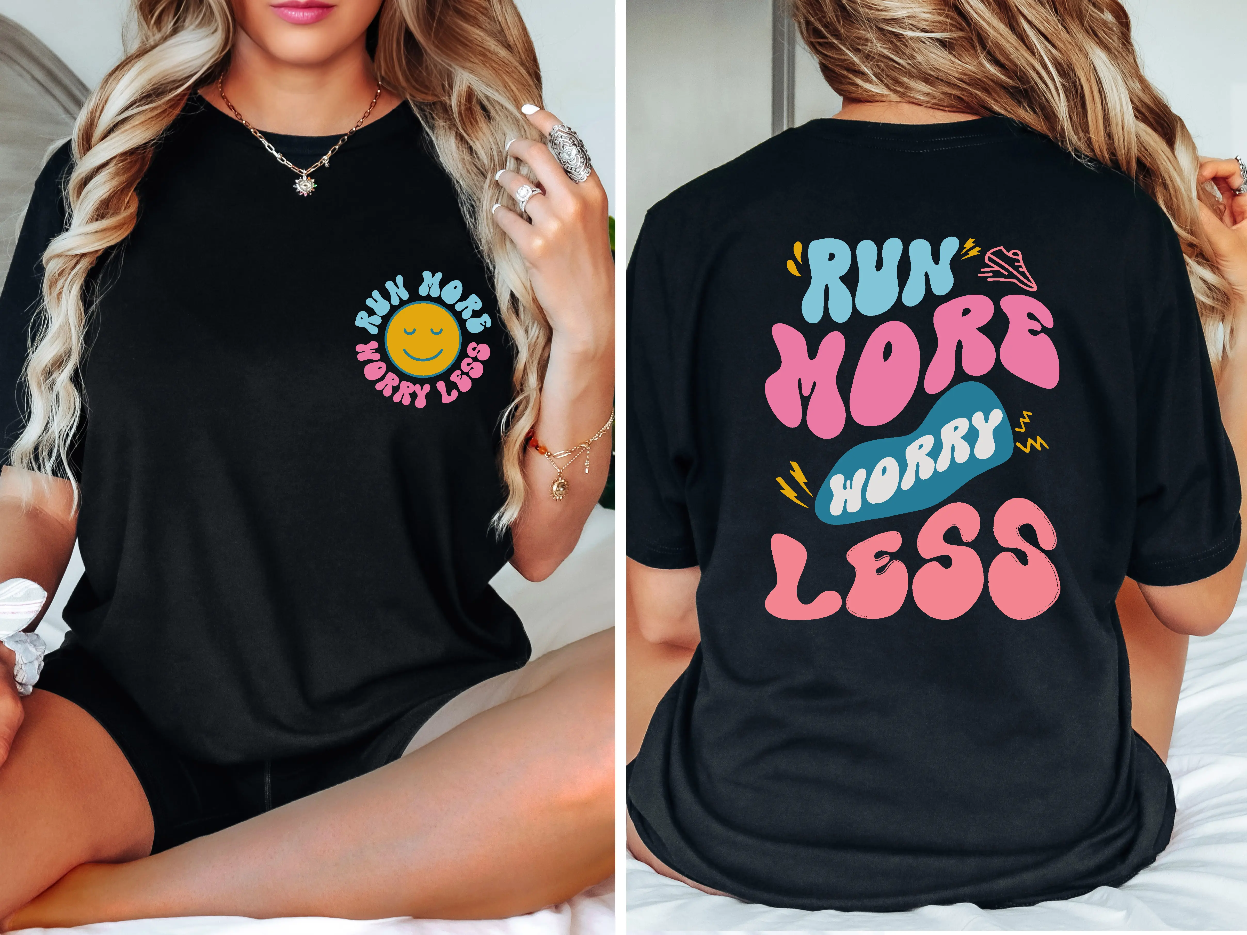 Run More Worry Less Shirt, Sport Lover Woman Tee, Motivation Saying Tee, Marathon Shirt, Running Day T-shirt, Gym Lover Gift, Inspiration Fitness Shirt