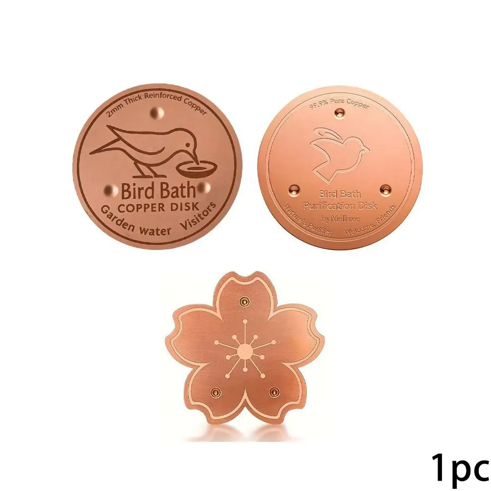1/2 Pcs Copper Disc for Bird Bath, 2mm Thick Water Purifier for Clean Water Year-Round, Three-Point Support Design, Compatible with Outdoor Bird Baths