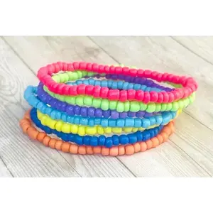 Rainbow bracelet stack, neon rainbow bracelets, bright bracelets, neon bracelets