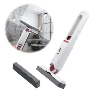 Mcbazel Portable Mini Cleaning Mop, Mini Sponge Mop, Wet and Dry Use Cleaning System, Mini Mop for Bathroom, Kitchen, Desktop, Glass, Living Room, Car (2 Sponge Head + 1 Squeeze Handle)