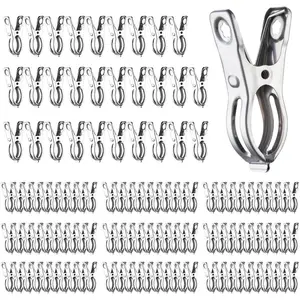 120Pcs Garden Clips, Stainless Steel Clips with 1.2 Inches Opening, Greenhouse Clips Hoop Clamps for Shade Cloth or Plant Cover Netting, Grip Strong Heavy Duty Green House Supplies