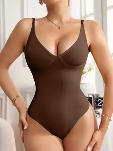 Women's Seamless Body Shaper Bodysuit No Steel Cup Plain Design Suitable for Daily Wear All Seasons Fashionable Style