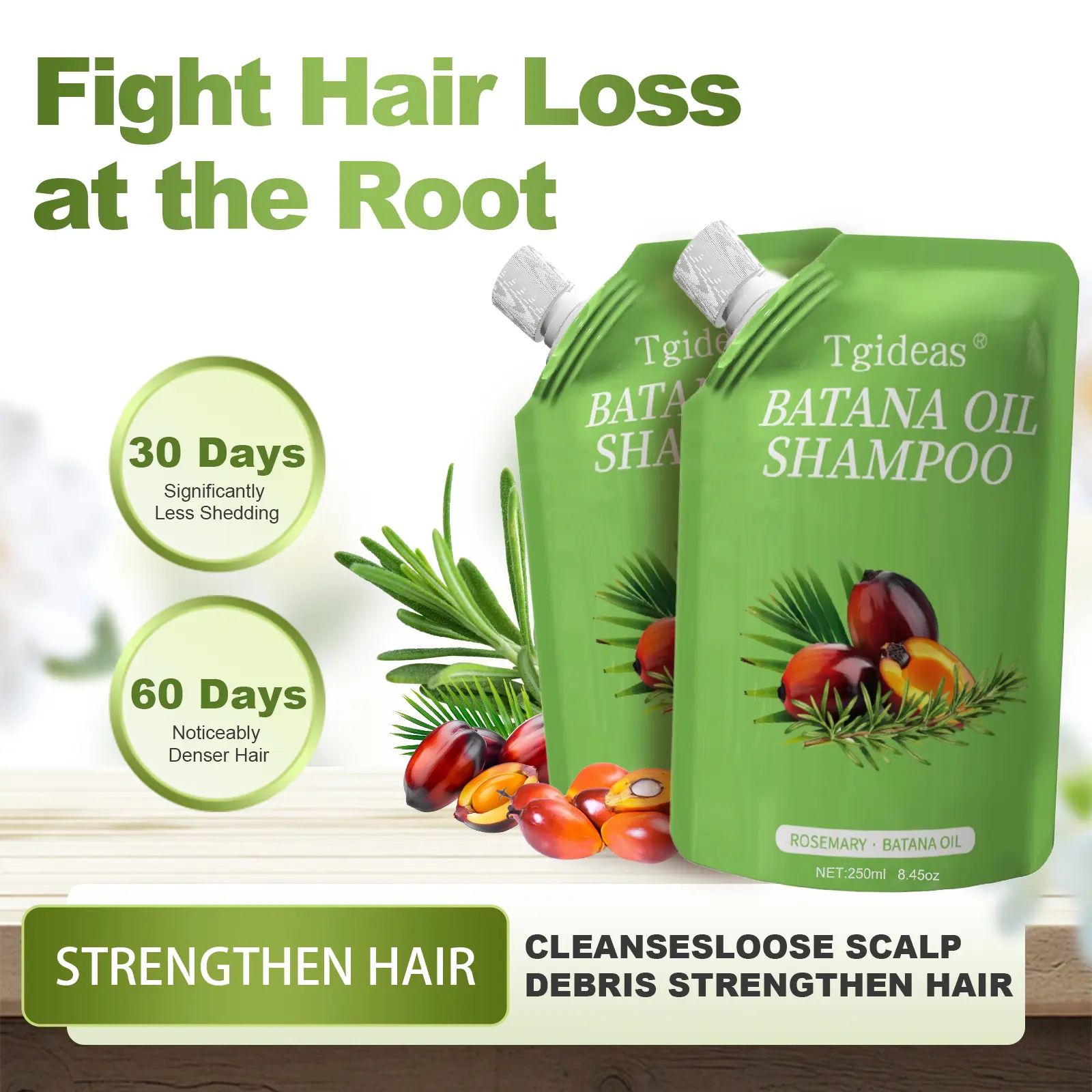 Tgideas Rosemary Batana Oil Shampoo - Promotes hair growth, strengthens hair strands, cleanses hair, contains natural extracts to care for hair, daily hair care 250ml (8.45oz).#SummerWins #DealsForYouDays