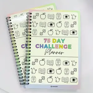 75 Day Challenge Plan Notebook, Spiral Bound Planner, Motivational Journal for Goal Setting & Tracking, Perfect for Fitness & Personal Development