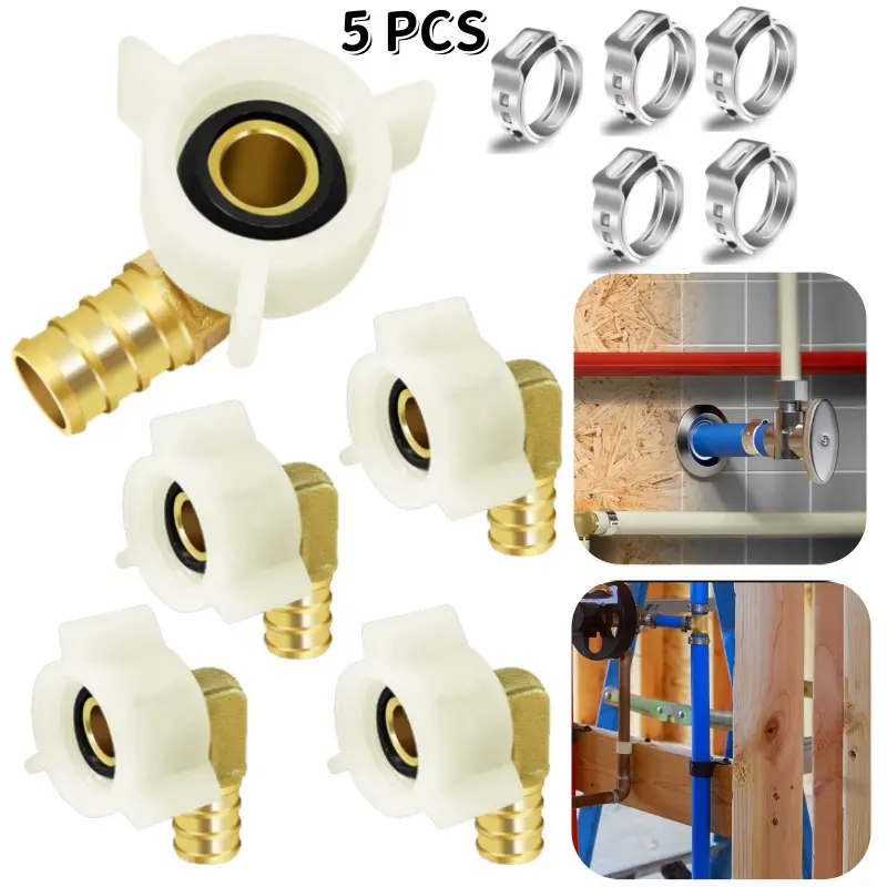 1/2" PEX Swivel Elbow Facuet Connector, 5pcs PEX Rv Water Line Fittings, 1/2" x 1/2" PEX Female NPT Adapter,90 Degree NPSM PEX Adapter for Pipe Plumbing Connection