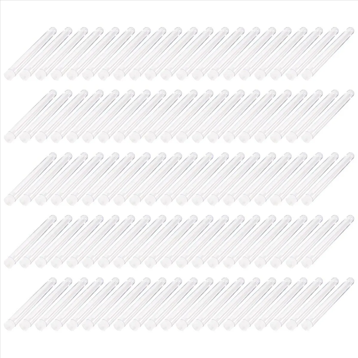 100Pcs 12X100mm Transparent Laboratory Clear Plastic Test Tubes Vials with Push Caps School Lab Supplies