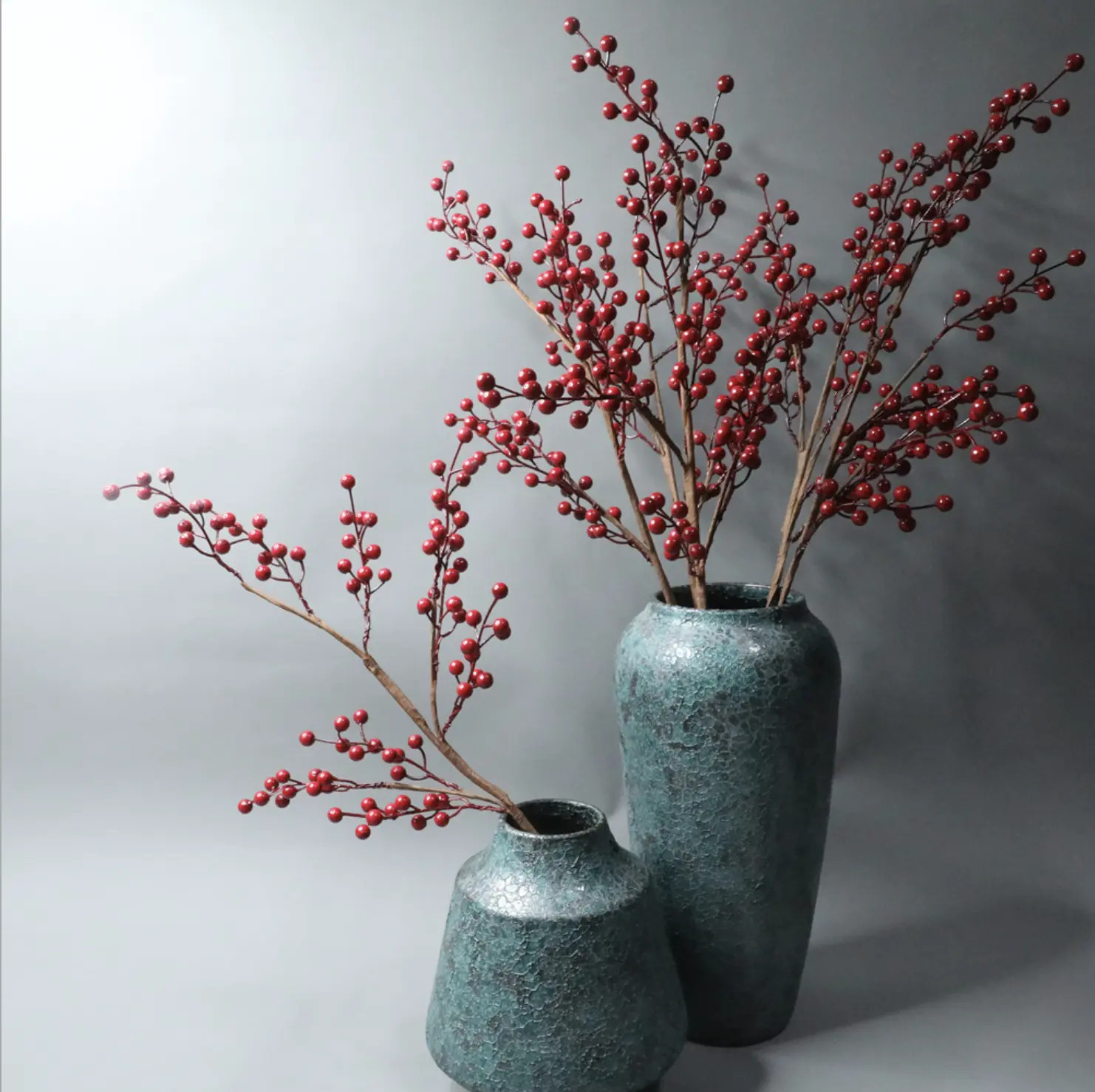 28 inch Tall Artificial Christmas Berries Holiday Berries Stems (Set of 3)