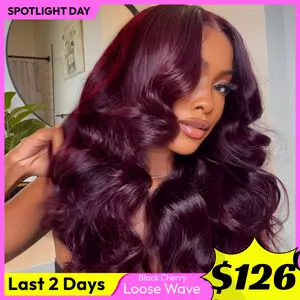 UNice Glueless Black Cherry Loose Wave Wig with Drawstring Pre Everything 13x4/7x5 Lace Closure Human Hair Wigs Natural Hairline Ready to Wear Beginners Friendly #SpotlightDay#Summervibes