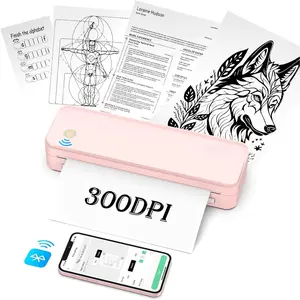 Portable Printers  fot Travel, 300DPI Support 8.5''x11'' Thermal Paper, Inkless Printer for Laptop, Compatible with iOS, Android