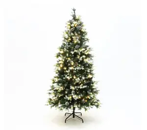 LuxenHome 6Ft Pre-Lit Green & White Tips Artificial Xmas Tree