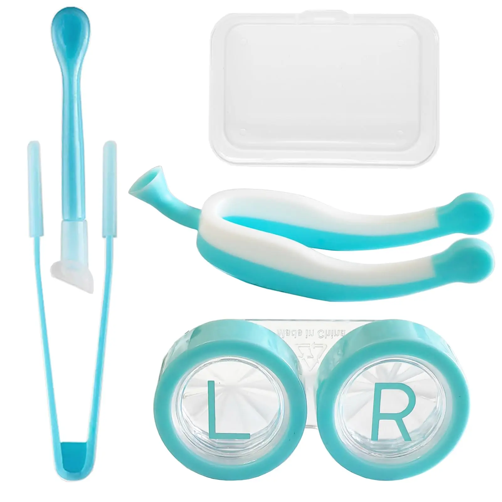 Gentle Soft Contact Lens Insertion & Removal Tool Set - Compact Durable High-Quality Plastic Tip Tweezer with Portable Case, Ideal for Long Nail Users, Includes Eye Drops, Lens-Safe, Sanitary, Rinse Before Use, Multi-Pack