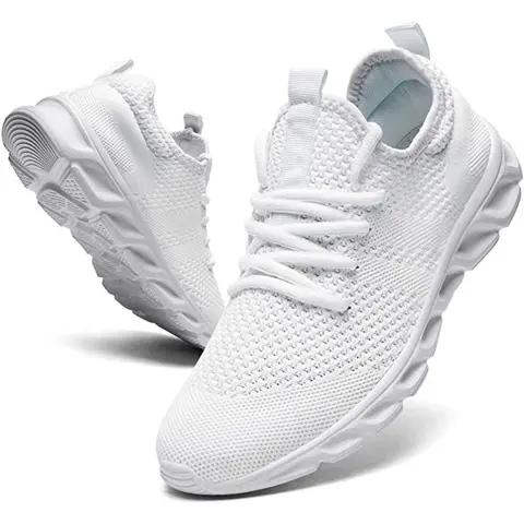 Men's Mesh Fabric Sneakers - Lightweight, Breathable, Non-Slip Male Gym Shoes for Outdoor Running, Walking - Casual Athletic Footwear