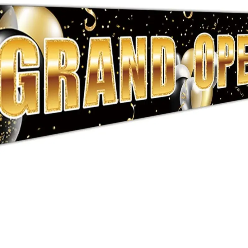 9.8 x 1.6 ft Grand Opening Business Banner - Durable, Mountable, Washable Waterproof Polyester Sign with Strap, Print, All-Seasons Hanging Decor for Retail Stores Advertising