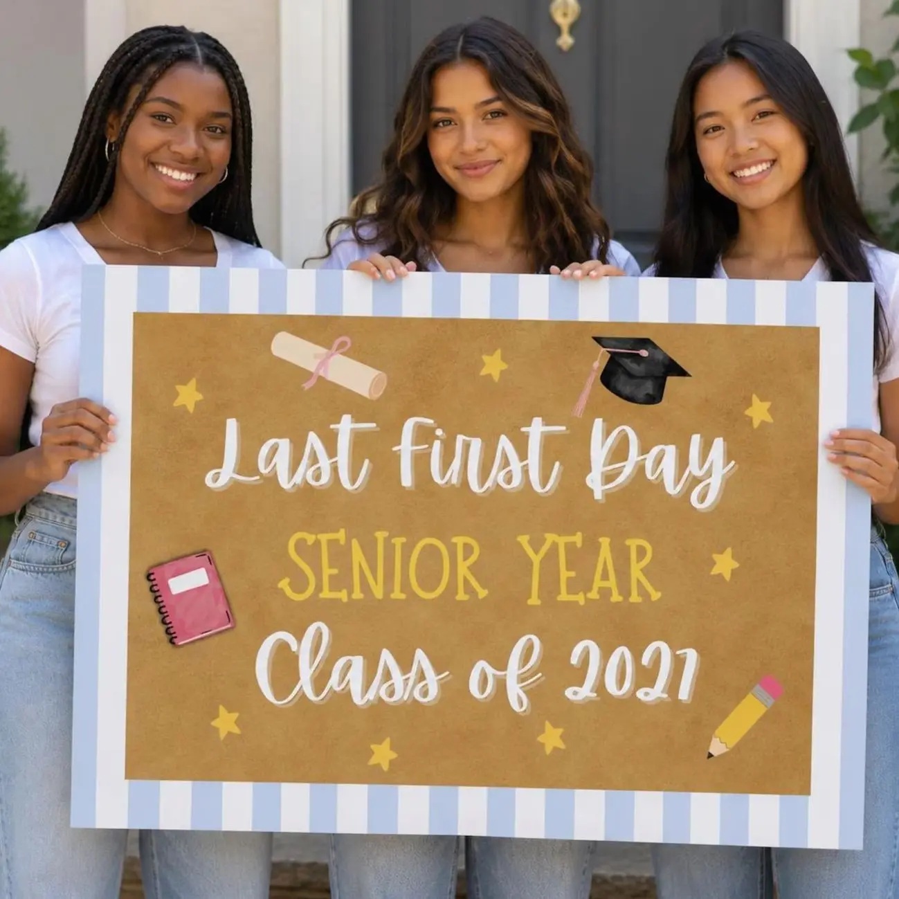 Customizable Last First Day Senior Year 2027 Poster ,Custom First Day of School Photo Banner