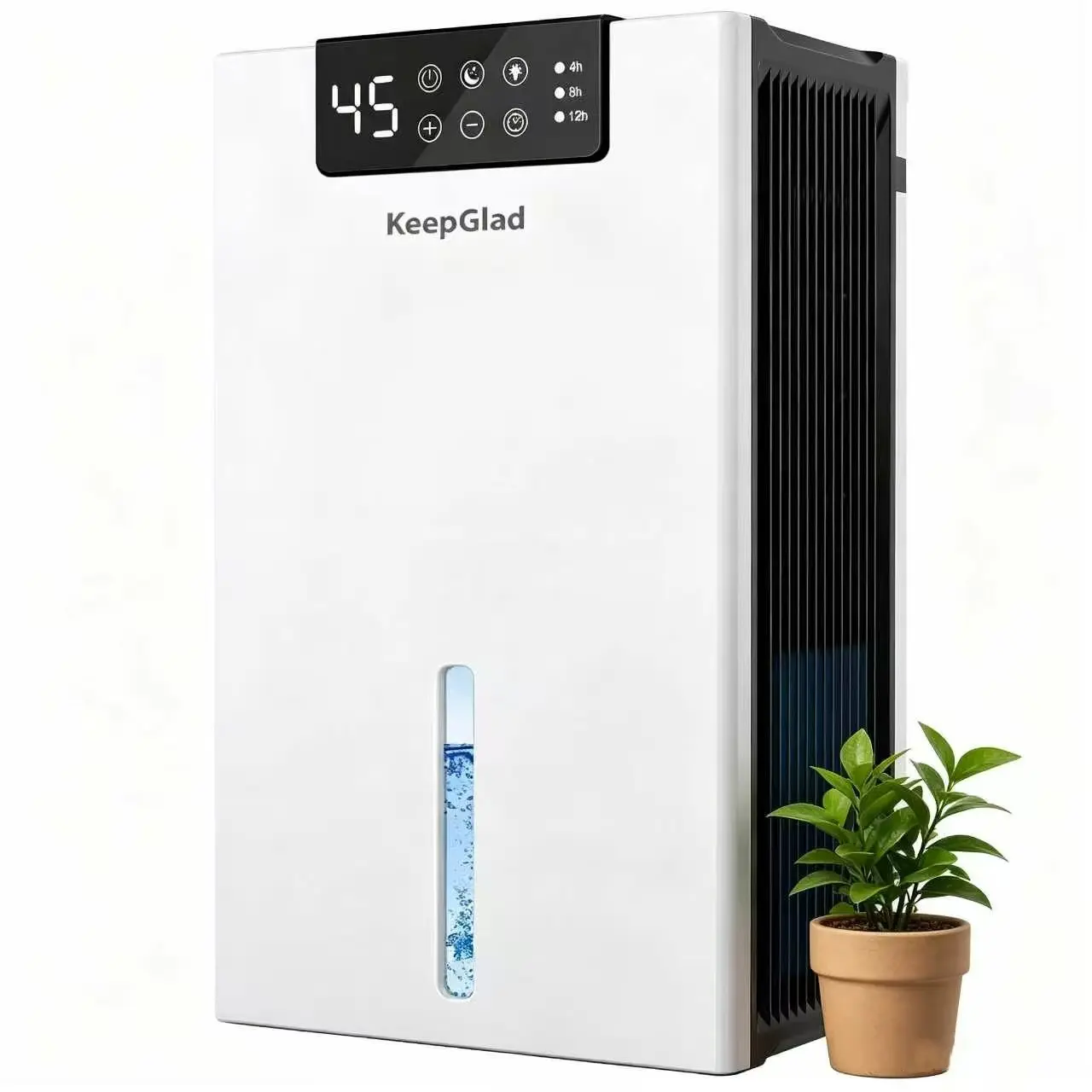 KeepGlad 1000sq.ft Dehumidifier, 98OZ Large Water Tank with Humidity Display, Small Dehumidifier for Bedroom Basement Bathroom, Auto Stop, Washable Filter, Drain Hose, Timer & 7 Color Night Lights
