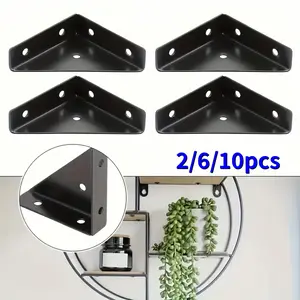 2/6/10pcs of high-quality black right angled triangular brackets for furniture tables cabinets edge connection corner brackets ﻿