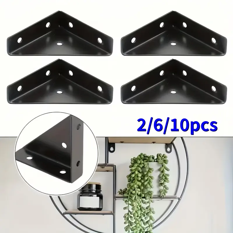 2/6/10pcs of high-quality black right angled triangular brackets for furniture tables cabinets edge connection corner brackets ﻿