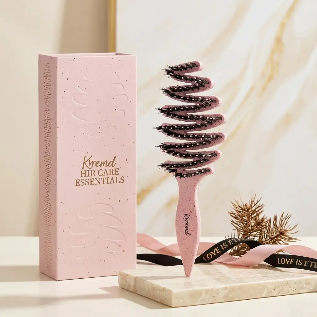 Krremd Pinecone Shaped Boar Bristle Massage Hairbrush
