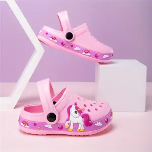 Kids' Closed-Toe Ink Splash Cute Cartoon Slides Soft Sole Slippers - Breathable Fabric, Flat Sole, Comfortable Fit, Outdoor Water Shoes for Toddlers, Holiday Gift Barefoot Footwear