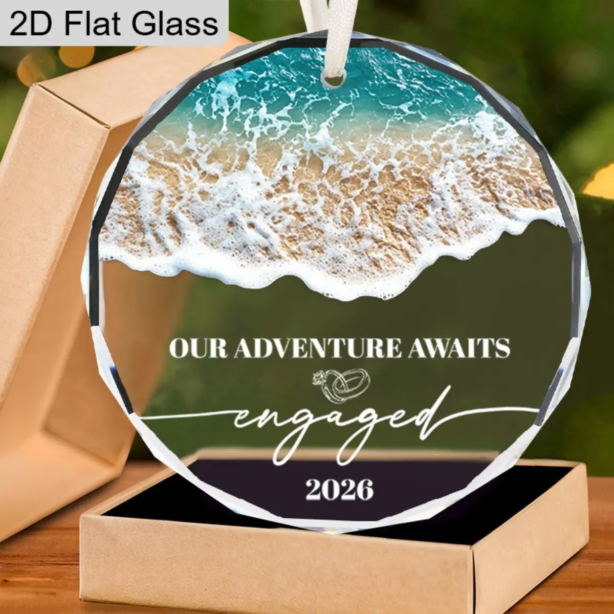 Engagement Gifts for Couples 2026, Glass Engagement Gifts for Newly Engaged Couples, Bride to Be, Women, Fiance, Bride to Be Gift, First Christmas Engaged Ornament 2026, Wall Hanging Ornament, Decorative Ornament, Glass Ornaments