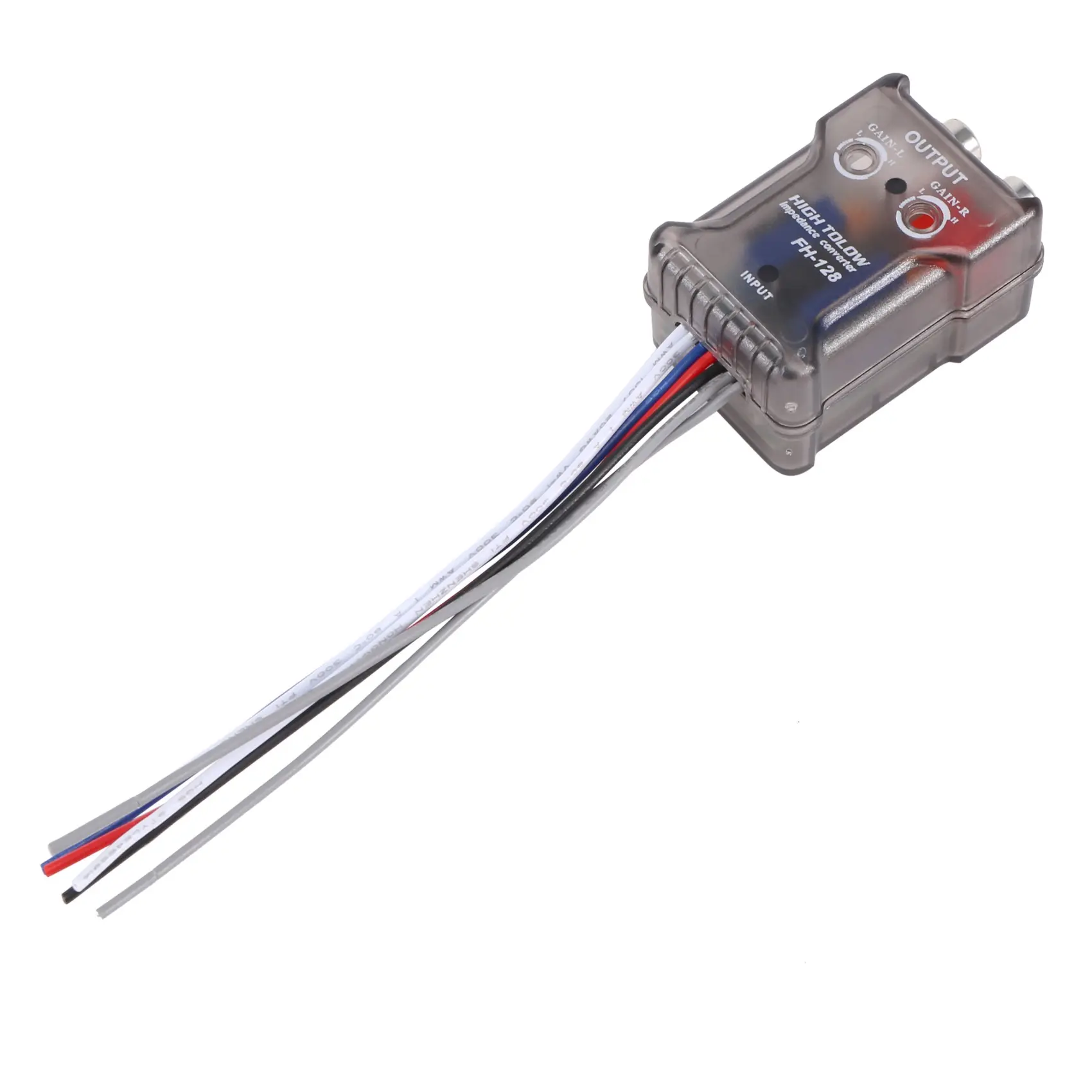 Car Audio High-Level to Low-Level RCA Adapter - ABS Plastic Functional Device for Converting Speaker Signal to Amplifier's RCA Jack, Adding Amplifiers/Subwoofers, Compatible with Most Stereo Systems, Compact with Built-In Relay