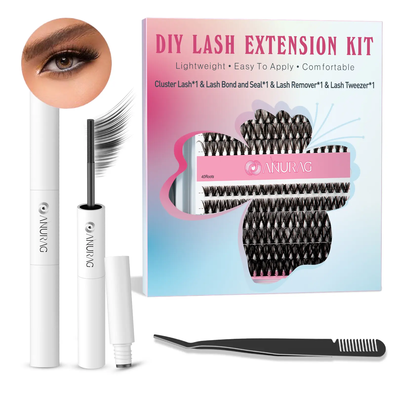 Eyelash 240pcs DIY Eyelash Expansion Kit 30+40D, Eyelash Waterproof Bonding and Sealing DIY Eyelash Extensions Eyelash Poly Bundle Waterproof Eyelash Poly Kit Cosmetics, Eyelash Extensions, Makeup, GiftsChristmas gifts,#SummerWins #DealsForYouDays