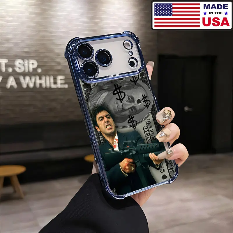Scarface Tony Montana Money Movie 100 Dollar Bill Aesthetic Design Pattern Casing For iPhone 17 16 15 14 13 12 Samsung 22 23 24 25 Plus Pro Max Ultra Soft Silicon TPU Shockproof Protector Vintage Unique Fashion Mobile Phone Case, Smartphone, Handheld, Cus