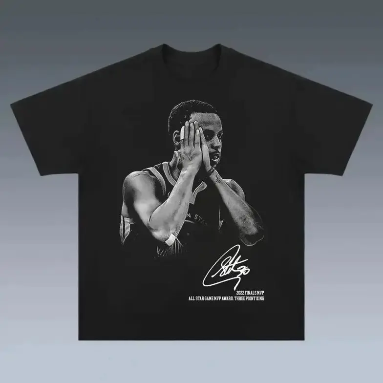 Stephen Curry Graphic T Shirt Cotton Vintage Black Tee 2026 Finals MVP Three Point King Signature Print Casual Streetwear For Basketball Fans Adult Men Women Daily Outdoor Wear Trendy Sports Fan Apparel Retro Hip Hop Style