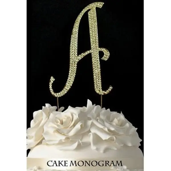 De Yi Enterprise Gold Rhinestone Letters Cake & Cupcake Toppers - Style A