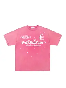 American Vintage Classic Streetwear T-Shirt Top, Washed Tie-Dye Flame Letters Stars, Men's Summer New Fashion Casual Sport Menswear Round Neck Half Sleeve Tee, Casual Graphic Tee