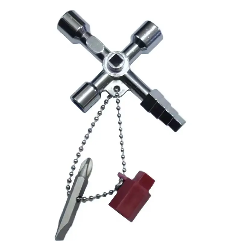 4-In-1 Cross Key Wrench Set, Multi-Purpose Tool for DIY Home Renovation & Construction Projects, Electric Drill Adapter Included