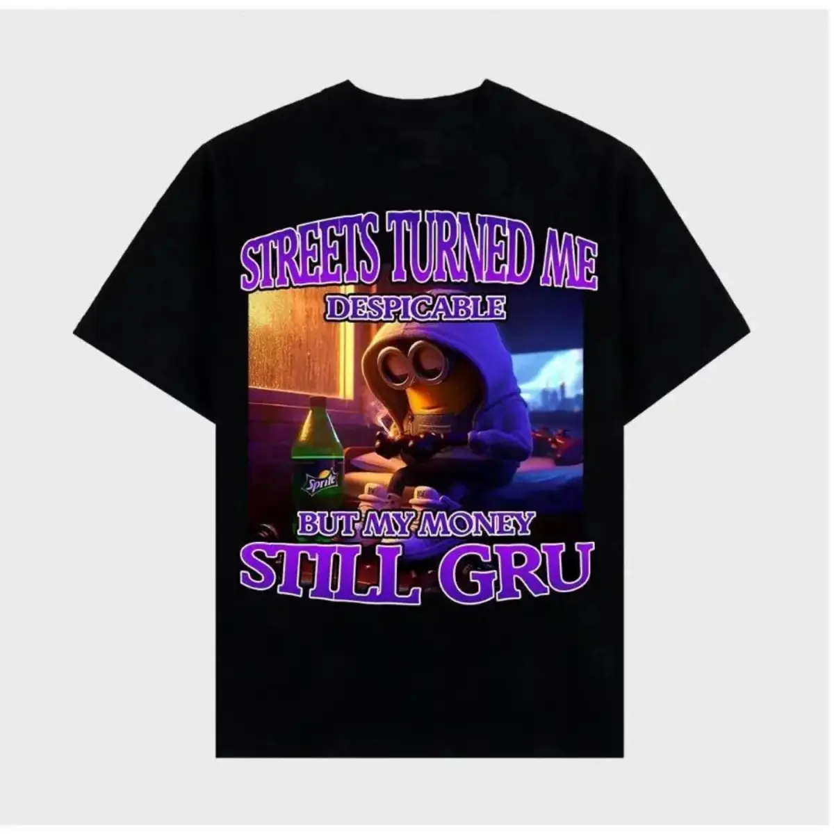 Summer Aesthetic Tee Viral Trending Father's Day Gift Soft Short-Sleeve Round Neck Cotton Tee Top, Humorous Minion Themed Shirt with "Streets Made Me Despicable But I Still Inherit My Money" Print for Sports & Outdoor WearOversized Y2K Vintag,pad,cnashirt