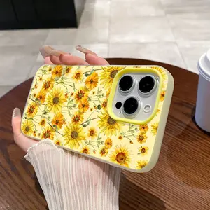 Summer Fashion Phone Case, Dual Layer Protective Jelly Shell Thickness 2.5mm, High Protection, Suitable for Ip11-17 Pro Max Air, Sunflower