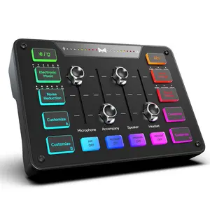 ECHOMUSSY Gaming Audio Mixer, Audio Interface with XLR Microphone Input, Noise Reduction, RGB, Bluetooth, 48V Phantom Power, Voice Changer, Sound Board for Podcast/Recording/Streaming/Vocal/Game