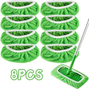 8 Pcs Reusable Mop Pads Refill Compatible with Swiffer Sweeper Mop - Dry Sweeping Cloths & Wet Mopping Cloths for Household Cleaning - Washable Microfiber Pads for Mopping Floors
