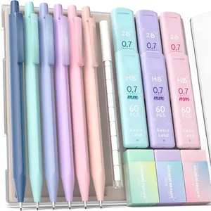 Mechanical Pencils 0.7mm, with HB & 2B Lead Refills 0.7, Pastel Eraser Set & Eraser Refills, 16-Count Pack with Case, Cute Aesthetic School Supplies for Writing, Drawing and Sketching Clean Erasing Strength