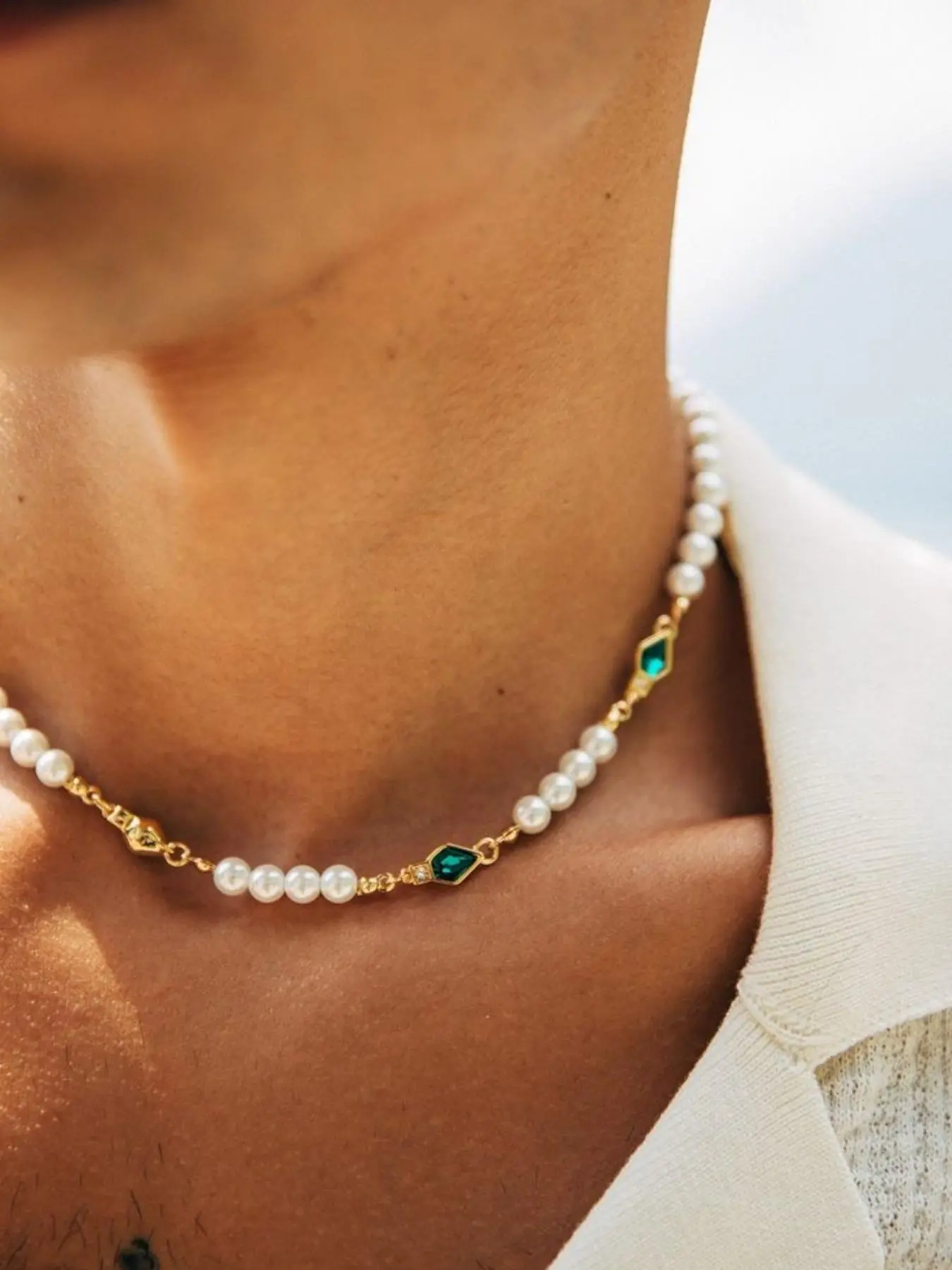 Vintage Faux Pearl & Zircon Decorated Beaded Necklaces for Men, Fashion Jewelry for Party, Daily Clothing Decor, Trendy All-match & Exquisite Jewelry for Birthday Gift, Elegant Costume Jewelry Necklace