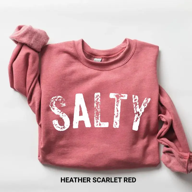 Salty Sweatshirt, Retro Beach Crewneck, Summer Coastal Graphic Sweatshirt, Trendy Women’s Beach Pullover, Cute Vacation Outfit, Seaside Aesthetic Top Gift for Women