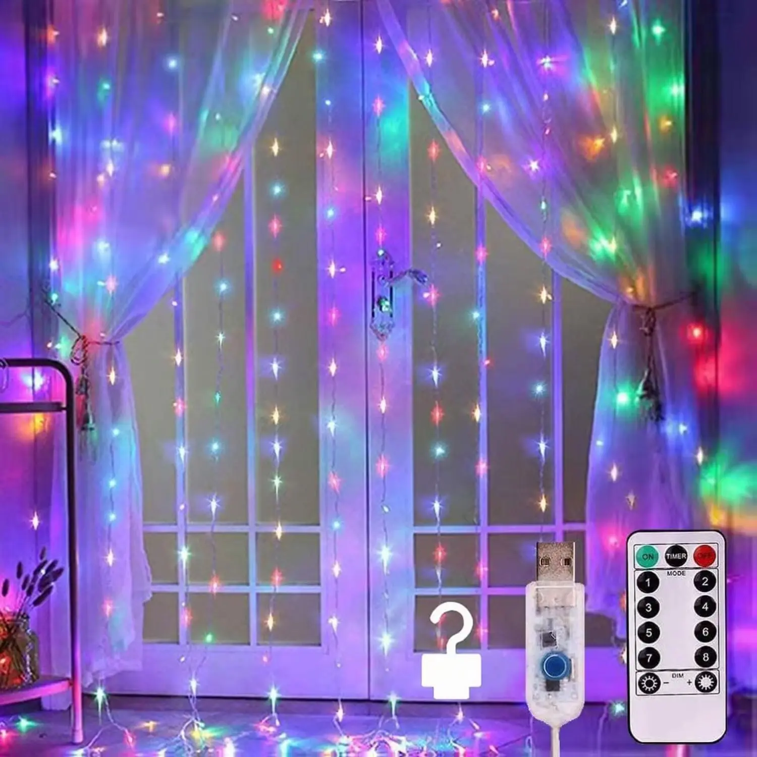 Curtain Lights, String Lights Bedroom, 300 LED 9.8x9.8Ft Twinkle String Light Decorations for Window Wedding Bedroom Wall Party Backdrop, Cute Home Indoor Outdoor Decor String Light Remote Control