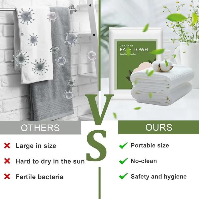 Disposable Bath Towels, 10 Pack 55" x 27.5" Ultra Soft, Quick Dry Disposable Towel, Portable Travel Towel for Hotel Camping Beach Swimming Gym Sauna , Personal Care Pet Towels